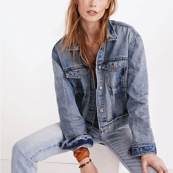 Madewell Boxy-Crop Jean Jacket women's size‎ XXS denim woodcourt wash basics - Picture 1 of 9
